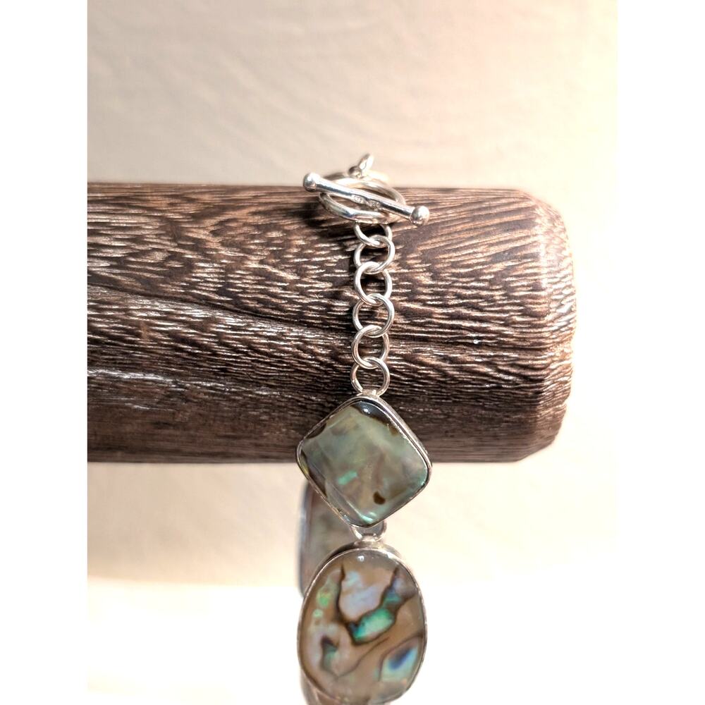 Sterling Silver Abalone Shell Toggle Bracelet - image 4